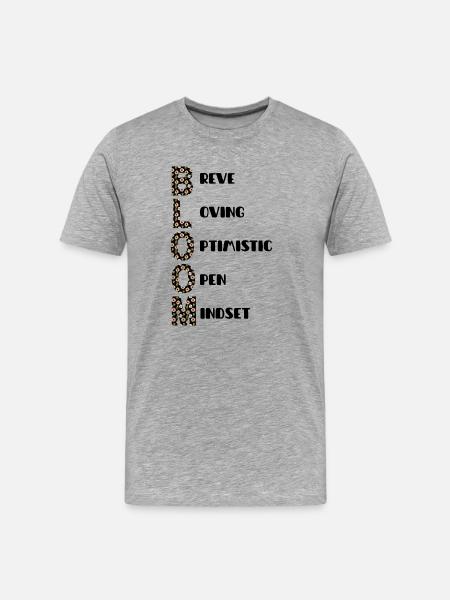 Blumenbuchstaben Florale Typografie - Männer Premium Bio T-Shirt - Grau meliert