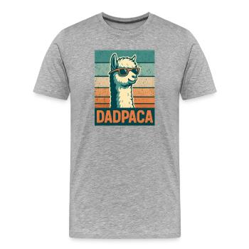 Retro Dadpaca Llama - Männer Premium Bio T-Shirt - Grau meliert - Vorne - Damien (186cm)