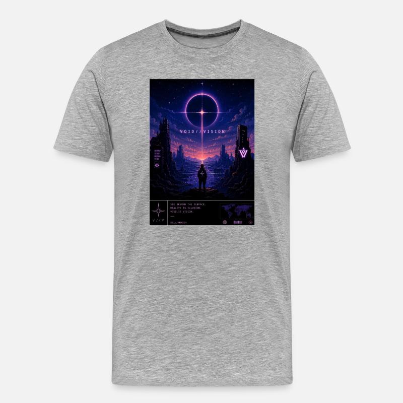 VOID//VISION – Pixel Void Dreams - Männer Premium Bio T-Shirt - Grau meliert