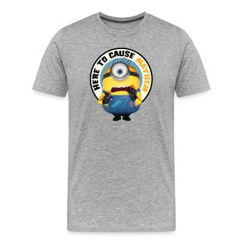 Minions Ici Pour Créer Le Chaos Avec Minion - T-shirt bio Premium Homme - gris chiné - Devant - Damien (186cm)