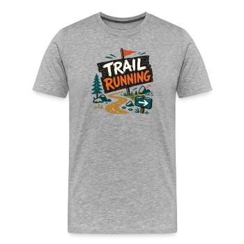 Course sur sentier - T-shirt bio Premium Homme - gris chiné - Devant - Damien (186cm)