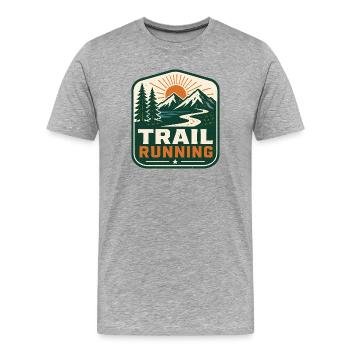 Course sur sentier - T-shirt bio Premium Homme - gris chiné - Devant - Damien (186cm)