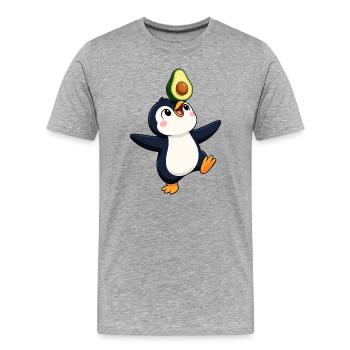 Süßer Pinguin Cartoon Avocado Gleichgewicht Gemüse - Männer Premium Bio T-Shirt - Grau meliert - Vorne - Damien (186cm)