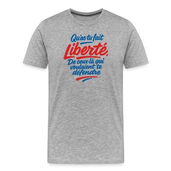 Liberté - T-shirt bio Premium Homme - gris chiné - Devant - Damien (186cm)