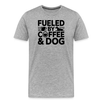 Kaffee & Hund: Power-Morgen Motiv - Männer Premium Bio T-Shirt - Grau meliert - Vorne - Damien (186cm)