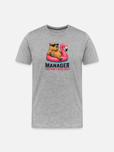 Manager Meiner Probleme Flamingo - Männer Premium Bio T-Shirt - Grau meliert