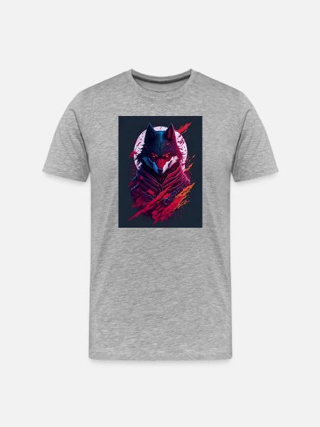 Blutmond Wolfsgeist - Männer Premium Bio T-Shirt - Grau meliert