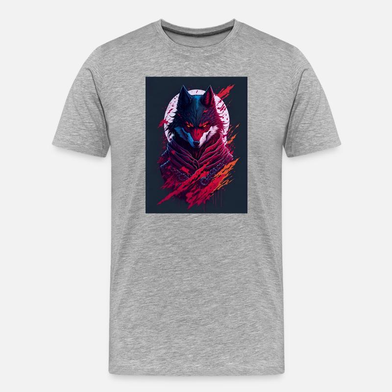 Blutmond Wolfsgeist - Männer Premium Bio T-Shirt - Grau meliert