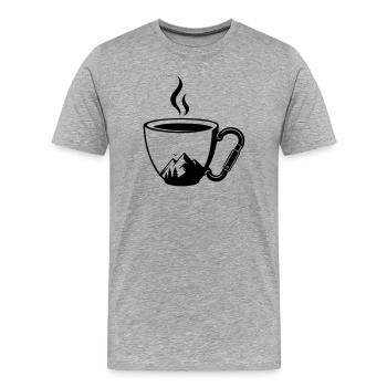 Kaffeetasse Karabiner Berge Outdoor - Männer Premium Bio T-Shirt - Grau meliert - Vorne - Damien (186cm)