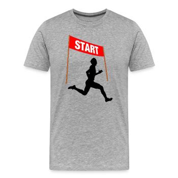 Runner Start – Race Day - Men's Premium Organic T-Shirt - heather grey - Front - Damien (186cm)
