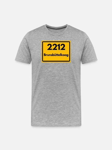 ALTE POSTLEITZAHL 2212 BRUNSBÜTTELKOOG - Männer Premium Bio T-Shirt - Grau meliert