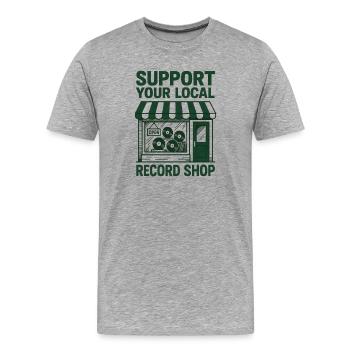 Support Your Record Store | Vinyl - Men's Premium Organic T-Shirt - heather grey - Front - Damien (186cm)