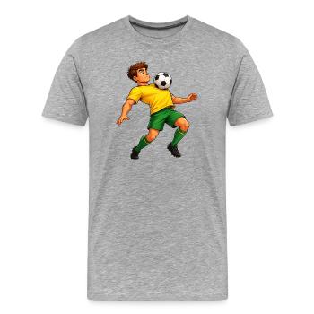 Fußball auf der Brust - Männer Premium Bio T-Shirt - Grau meliert - Vorne - Damien (186cm)