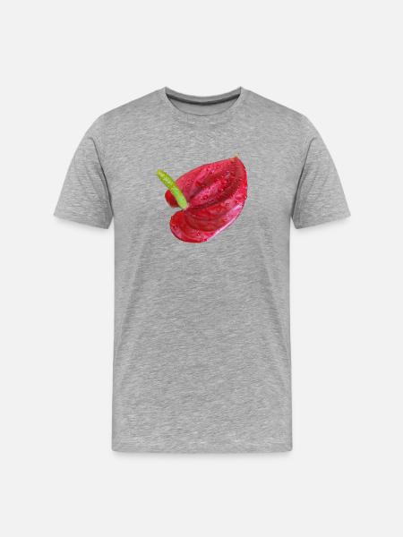 Vibrant_Red_Anthurium_Flower - Men's Premium Organic T-Shirt - heather grey