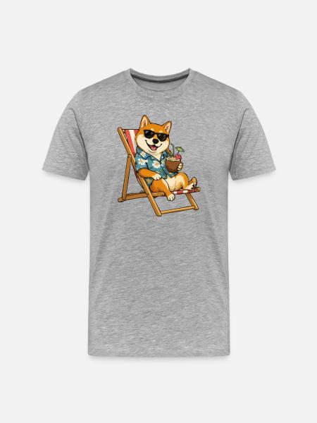 Shiba Sandpiper with Cocktail - Men's Premium Organic T-Shirt - heather grey