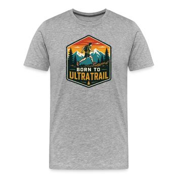 Né pour l’Ultra Trail - T-shirt bio Premium Homme - gris chiné - Devant - Damien (186cm)