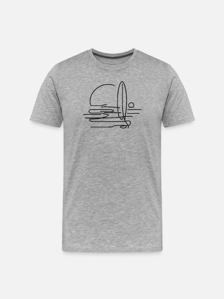 Surfing Sketch - Men's Premium Organic T-Shirt - heather grey