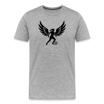 Silhouette féminine de football - T-shirt bio Premium Homme - gris chiné - Devant - Damien (186cm)