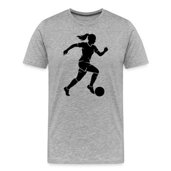 Silhouette féminine de football - T-shirt bio Premium Homme - gris chiné - Devant - Damien (186cm)