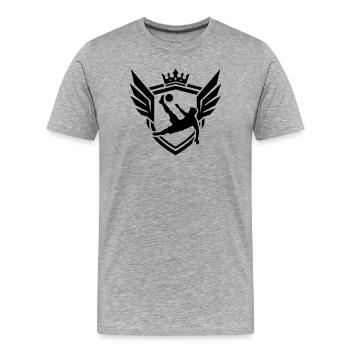 Footballer Overhead Kick Coat of Arms - Men's Premium Organic T-Shirt - heather grey - Front - Damien (186cm)