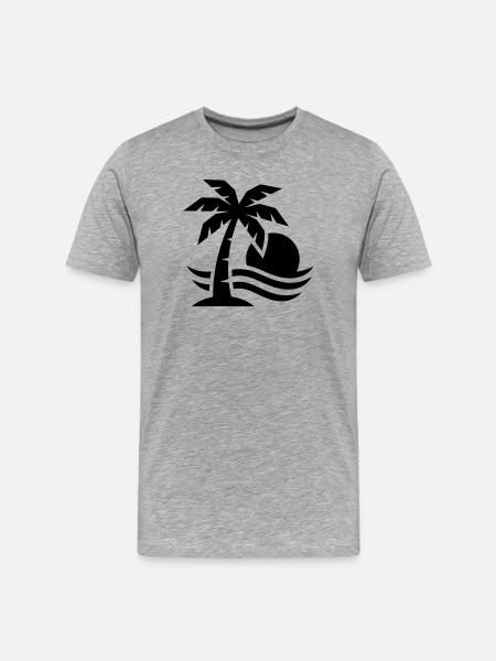 Palm Tree Beach Sun - T-shirt bio Premium Homme - gris chiné