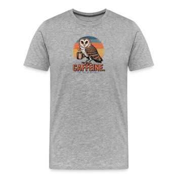 Eule mit Kaffee Retro Sunset Caffeine Spruch - Männer Premium Bio T-Shirt - Grau meliert - Vorne - Damien (186cm)