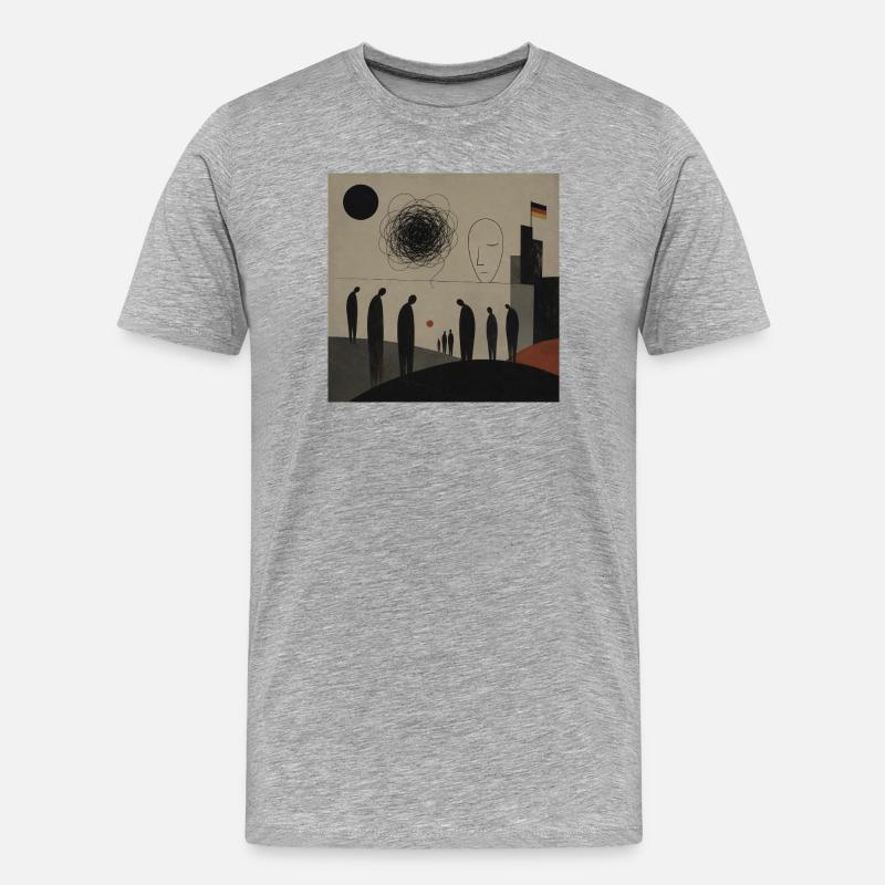 Abstrakte Silhouetten über Stadthorizont - Männer Premium Bio T-Shirt - Grau meliert