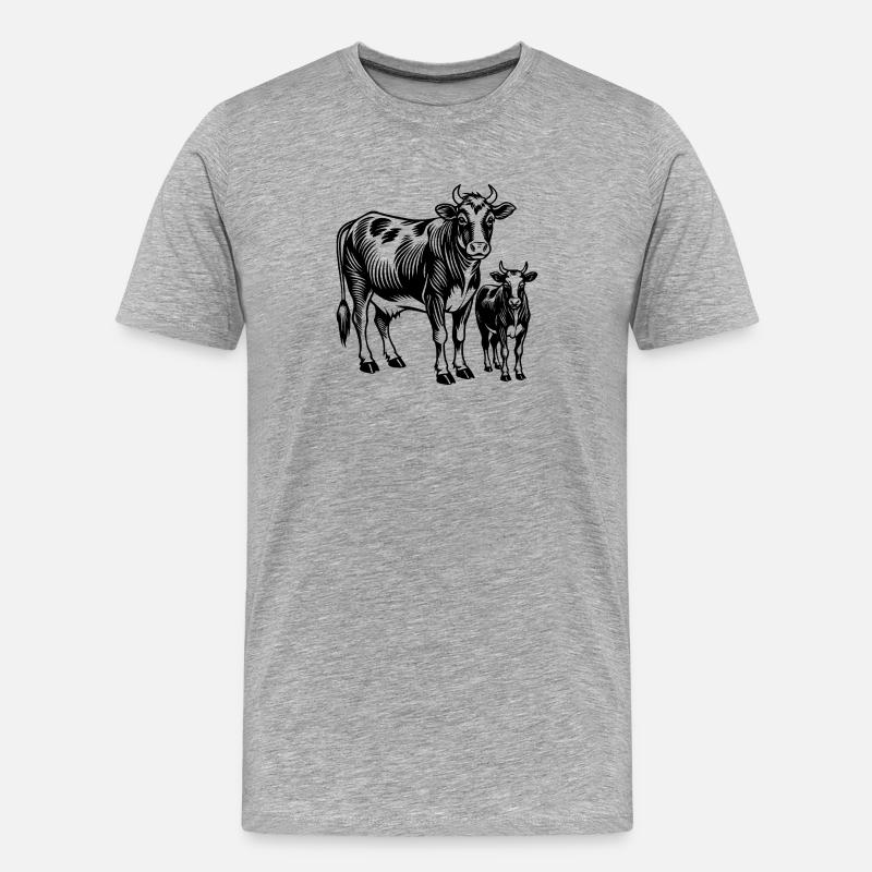 Kuh und Kalb - Männer Premium Bio T-Shirt - Grau meliert