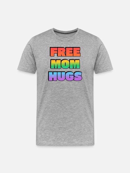 Free Mom Hugs Rainbow Gradient - Men's Premium Organic T-Shirt - heather grey