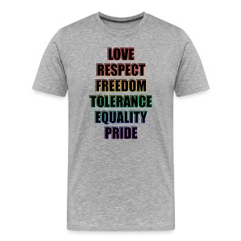 LGBTQ-Pride-Werte - Männer Premium Bio T-Shirt - Grau meliert - Vorne - Damien (186cm)