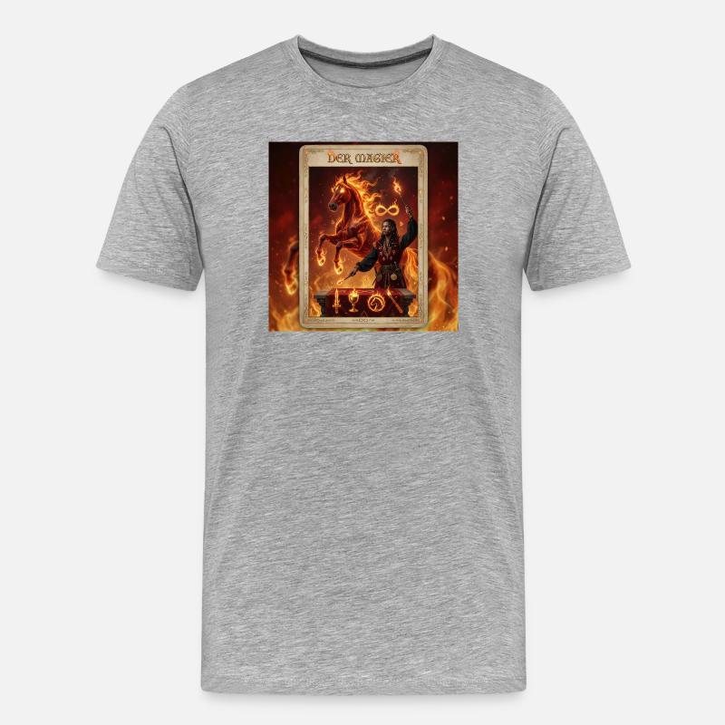 Feuriges Pferd, der Magier - Männer Premium Bio T-Shirt - Grau meliert