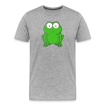 Grenouille émeraude aux yeux écarquillés - T-shirt bio Premium Homme - gris chiné - Devant - Damien (186cm)