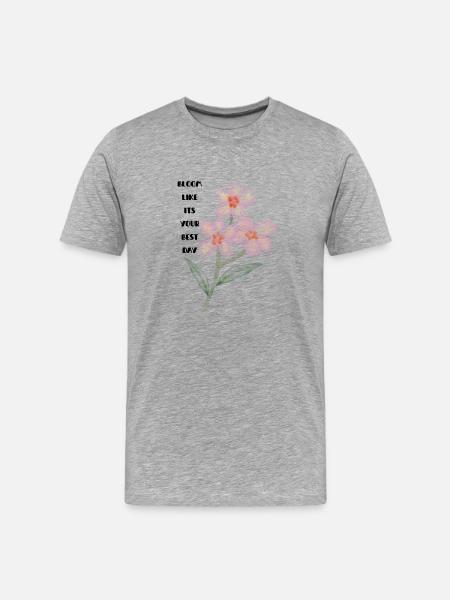 Pastellblumen Aquarellstrauß - Männer Premium Bio T-Shirt - Grau meliert