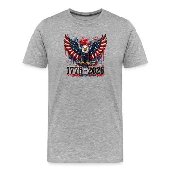 Adler Patriot 1776–2026 - Männer Premium Bio T-Shirt - Grau meliert - Vorne - Damien (186cm)