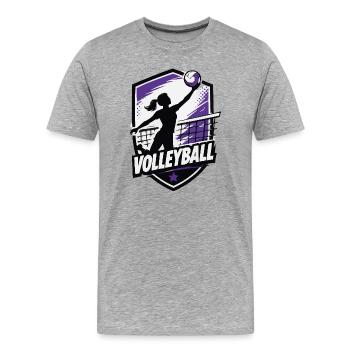 Volleyball Silhouette Violett - Männer Premium Bio T-Shirt - Grau meliert - Vorne - Damien (186cm)