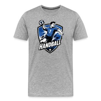 Bouclier bleu de l’attaquant de handball - T-shirt bio Premium Homme - gris chiné - Devant - Damien (186cm)