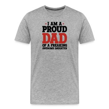Père et fille - T-shirt bio Premium Homme - gris chiné - Devant - Damien (186cm)