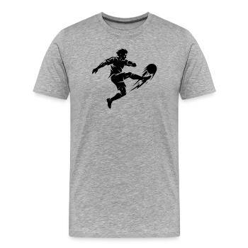 Silhouette du footballeur - T-shirt bio Premium Homme - gris chiné - Devant - Damien (186cm)