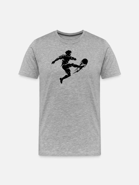 Footballer Silhouette - Men's Premium Organic T-Shirt - heather grey