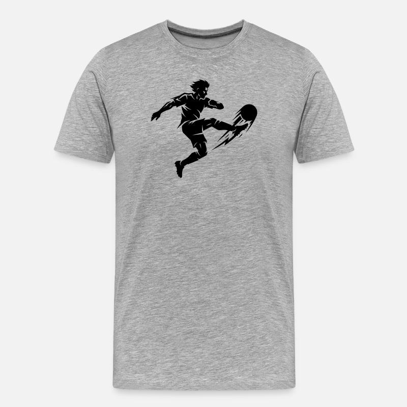 Fussballer Silhouette - Männer Premium Bio T-Shirt - Grau meliert