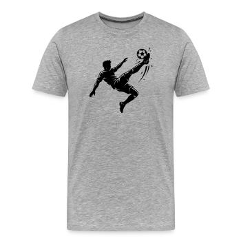 Overhead kick football silhouette - Men's Premium Organic T-Shirt - heather grey - Front - Damien (186cm)