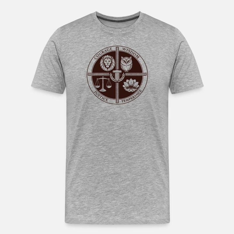 Stoische Vier Tugenden - Männer Premium Bio T-Shirt - Grau meliert