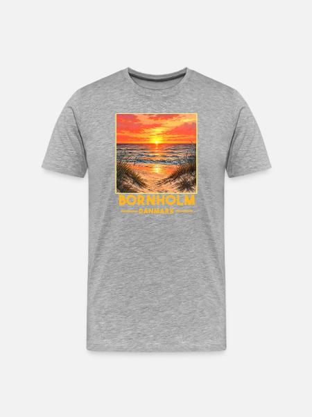 Ostsee Sonenuntergang Bornholm - Männer Premium Bio T-Shirt - Grau meliert