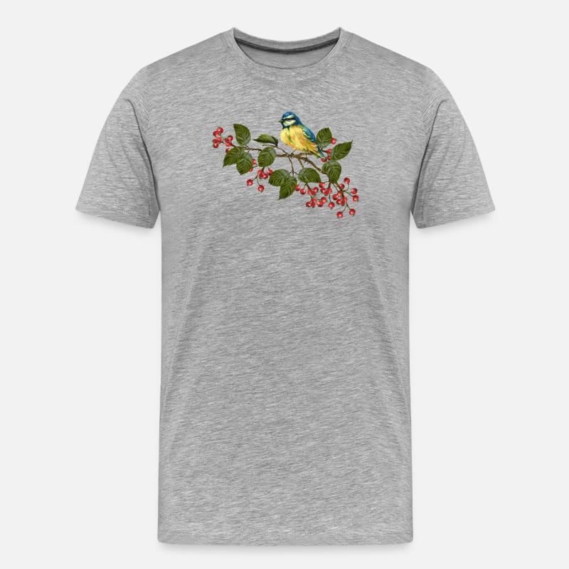 Bunter Vogel - Männer Premium Bio T-Shirt - Grau meliert