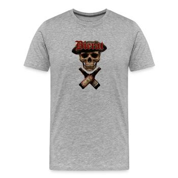 Totenkopf  Bierflaschen - Männer Premium Bio T-Shirt - Grau meliert - Vorne - Damien (186cm)