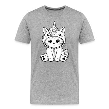 Kitten Unicorn Pullover Hoodie - Men's Premium Organic T-Shirt - heather grey - Front - Damien (186cm)