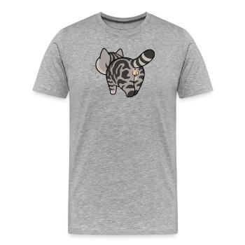 Grau getigerte Cartoonkatze - Männer Premium Bio T-Shirt - Grau meliert - Vorne - Damien (186cm)