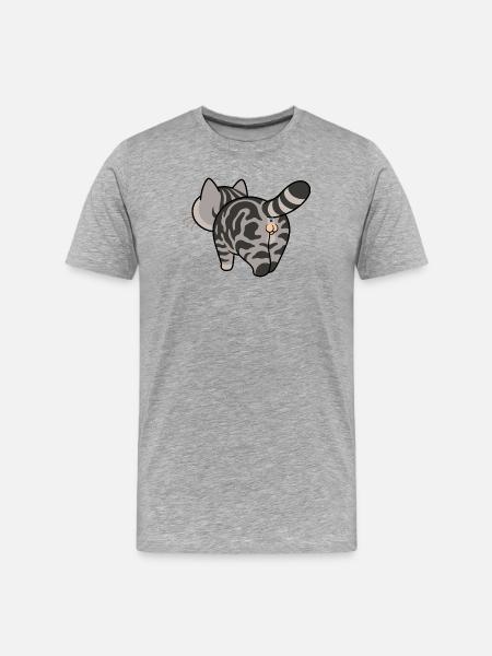 Gray tabby cartoon cat - Men's Premium Organic T-Shirt - heather grey