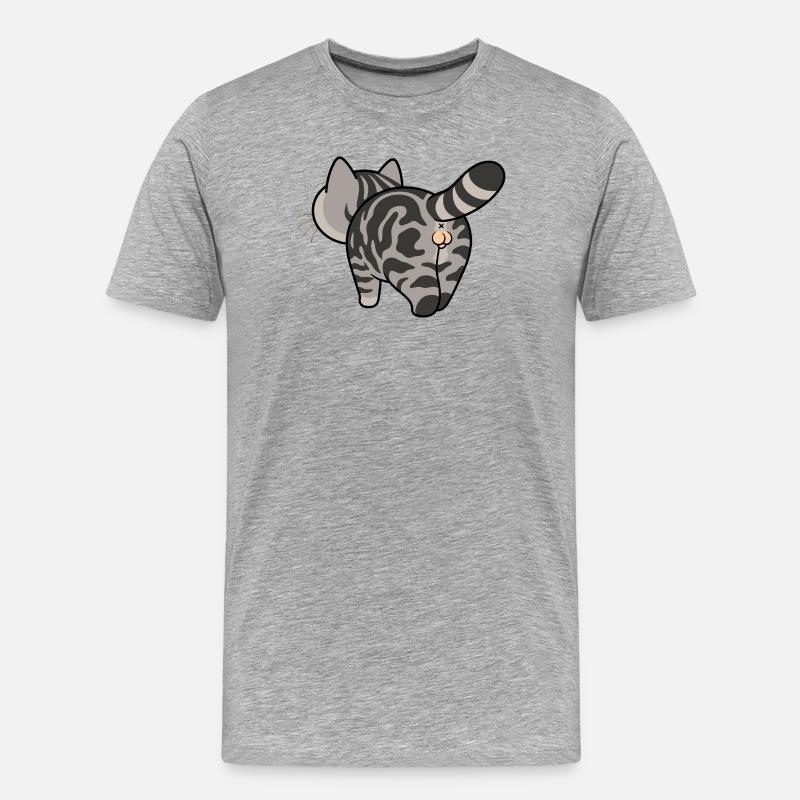Grau getigerte Cartoonkatze - Männer Premium Bio T-Shirt - Grau meliert