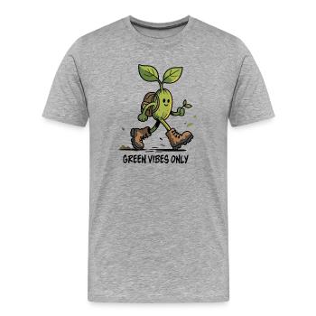 Ökologische Pflanze auf einer Wanderung - Männer Premium Bio T-Shirt - Grau meliert - Vorne - Damien (186cm)